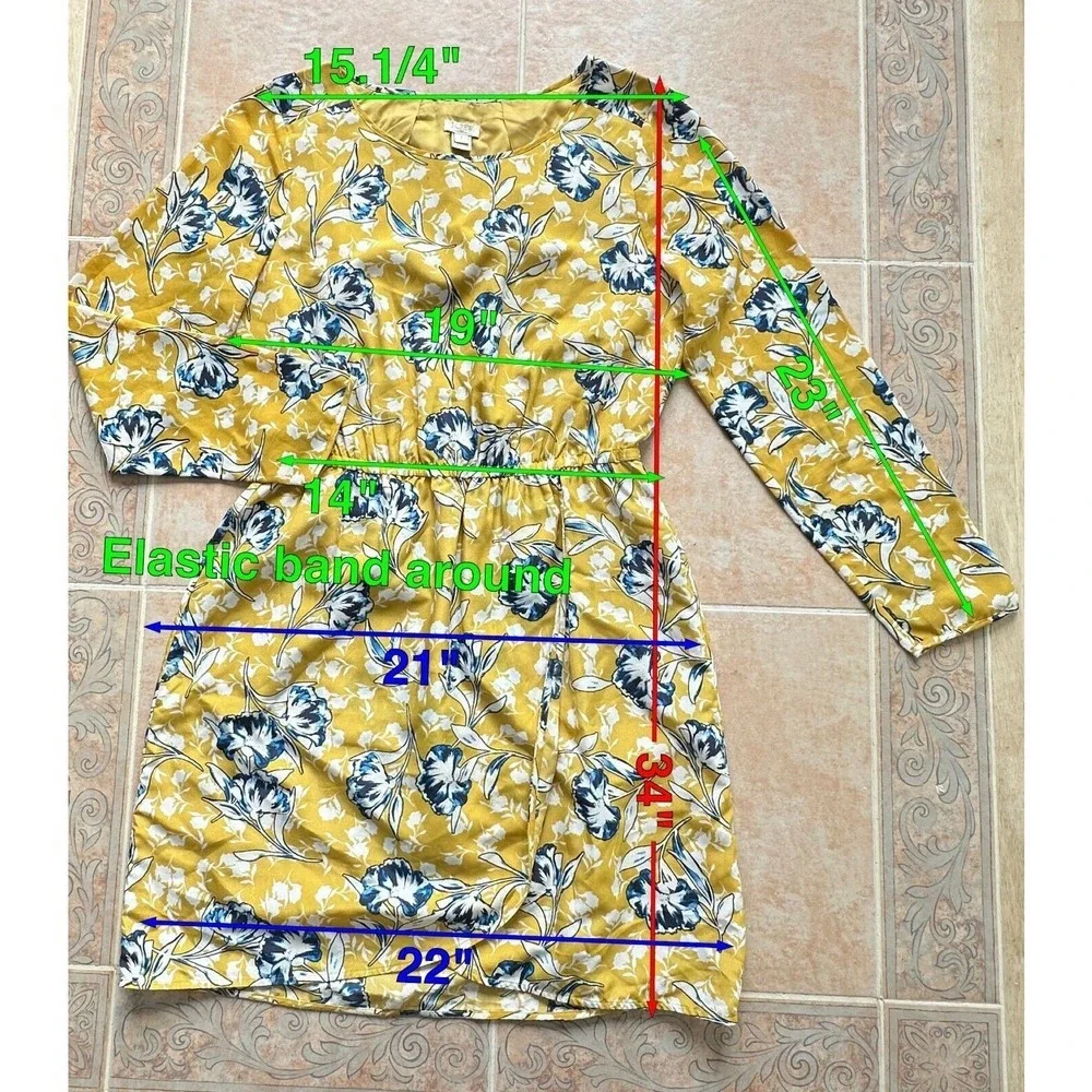 J. Crew Floral lined Long sleeve Dress‎ Size 4
